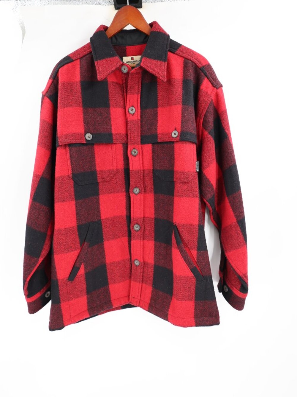 Vintage 90s Woolrich Chore Jacket Men's Large Buffalo Plaid Wool tweed heavy